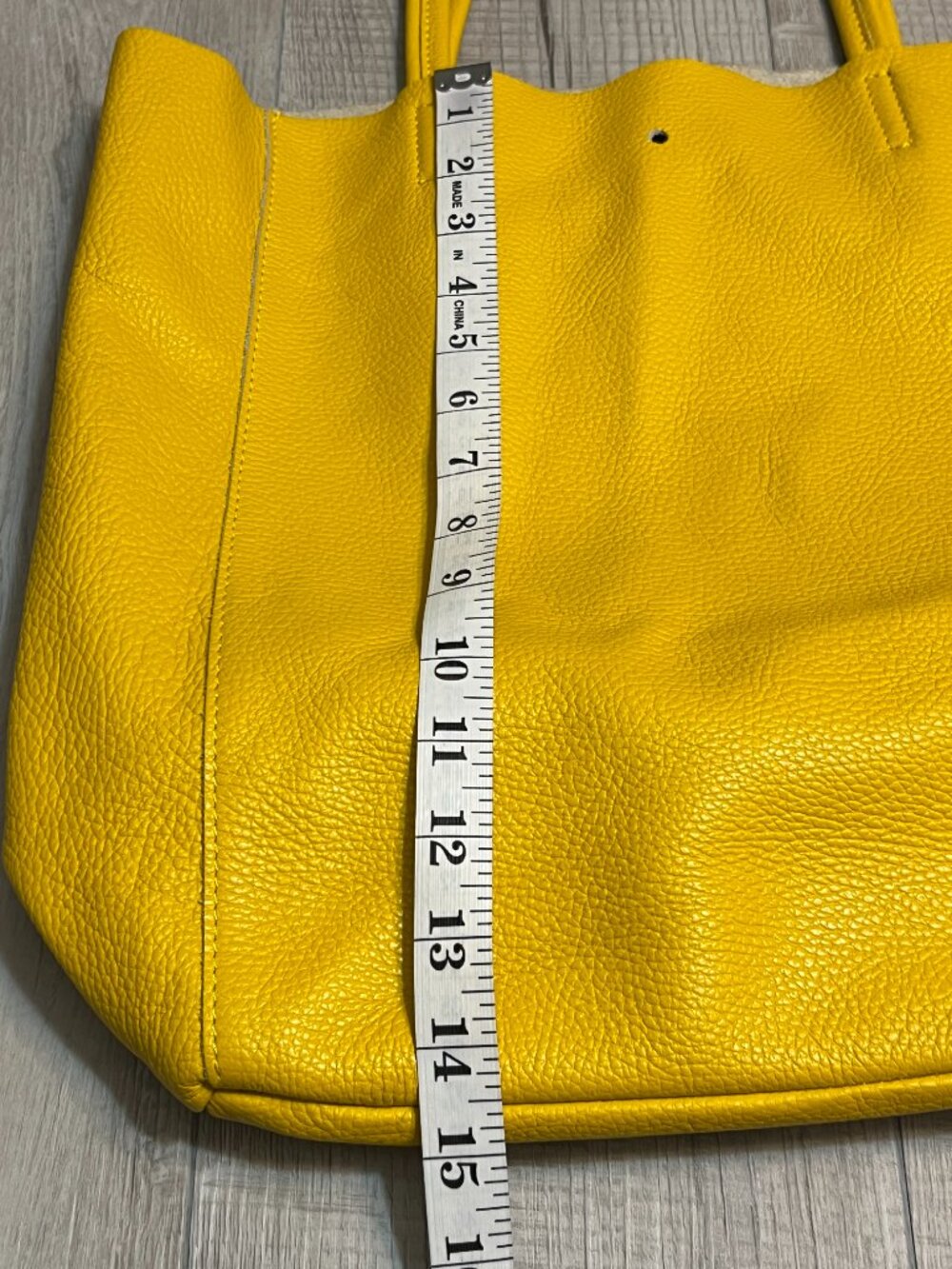 Italian Genuine Leather Yellow Tote Bag Pebbled Leather Shoulder Bag Borse in Pe - Picture 8 of 10
